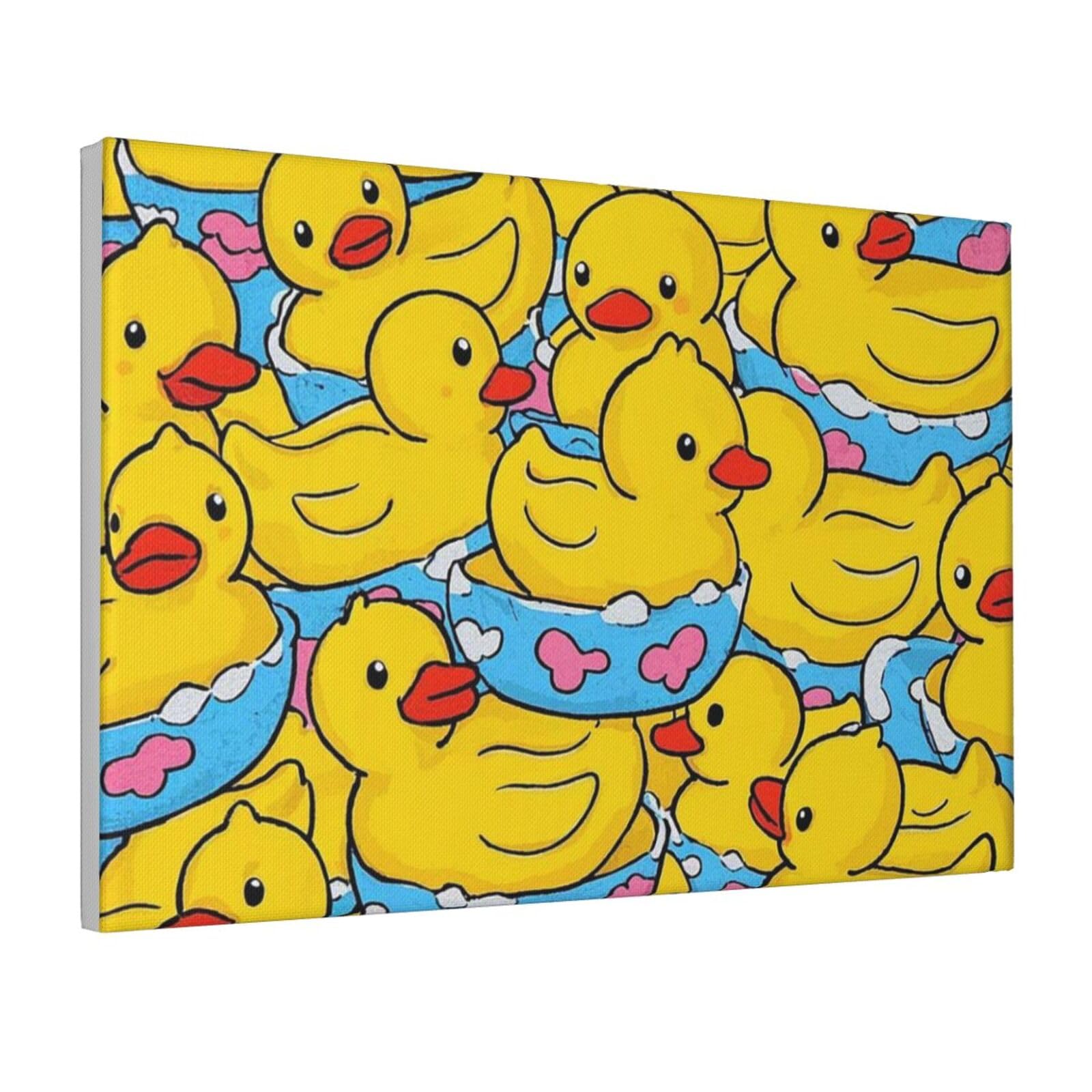 Framed Wall Art for Living Room Art Work, Cartoon Rubber Duck Picture Prints Modern Office Wall Paintings Poster Aesthetic Wall Decorations for Home Decor Ready To Hang 16"x24"