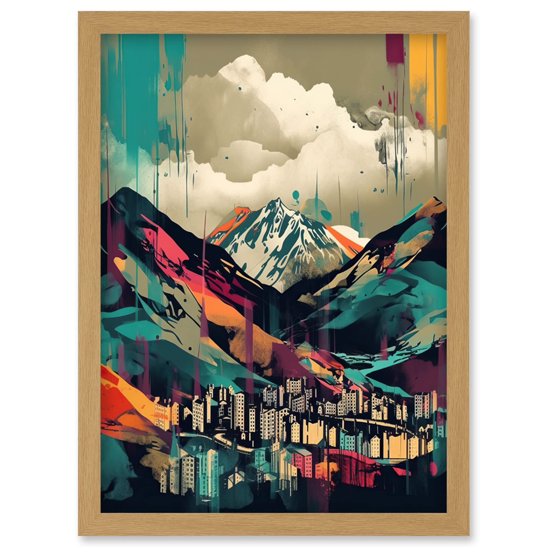 Ben Nevis and Fort William Modern Bold Landscape Framed Art Picture Print A4