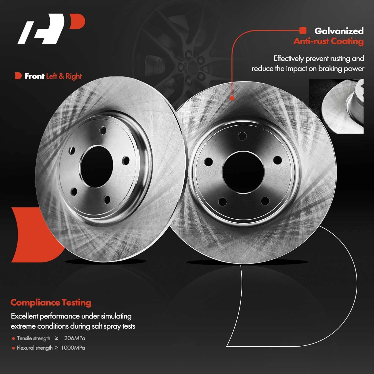 A-Premium 12.91 inch(328 mm) Rear Solid Disc Brake Rotors + Ceramic Pads Kit Compatible with Select Dodge, Chrysler, Volkswagen and Ram Models - Grand Caravan, Town & Country, Journey, C/V, Routan