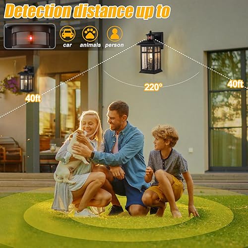 Miniatura 3 de Luces de pared para exteriores con sensor de movimiento, paquete de 2 unidades, iluminación exterior actualizada del atardecer al amanecer, lámparas