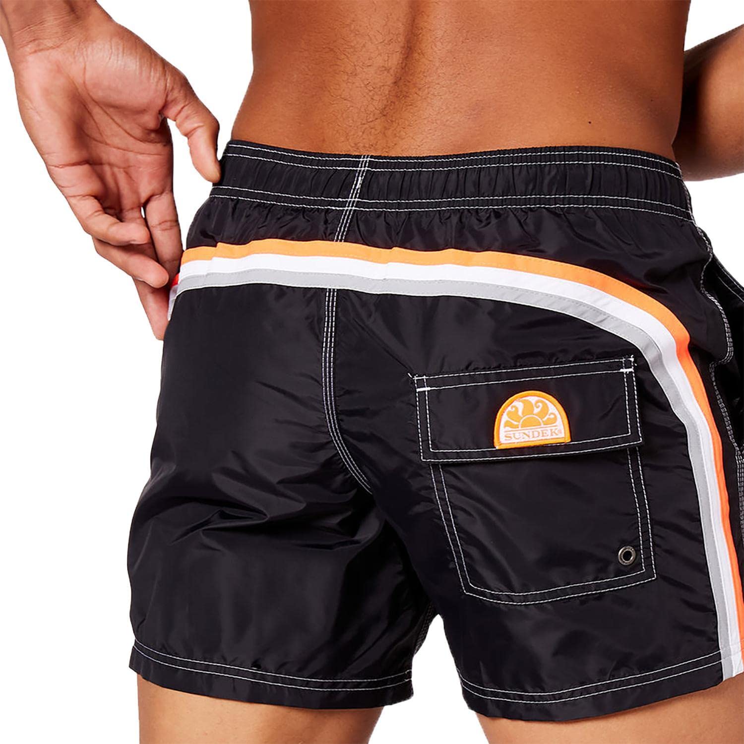 Sundek Uomo Costume M504Bdta100 Elastic Waist 14'' 00433 Swim Trunks Col.Black 33 XL/Nero