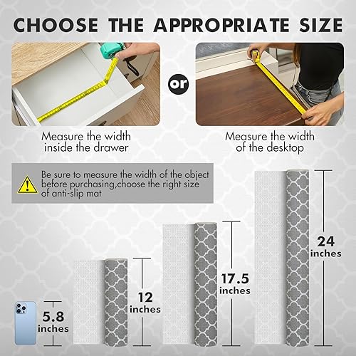 Miniatura 4 de Viseeko Revestimientos de cajones y estantes para armarios de cocina papel antideslizante para estantes, no adhesivo, agarre fuerte, impermeable,