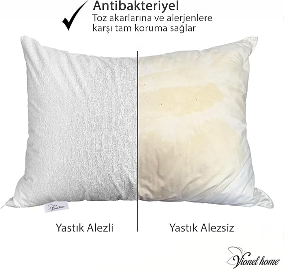 Vionel Home 2 Li Paket Pamuklu, Sıvı Geçirmez Yastık Koruyucu Alez, Havlu yüzey yastık alezi