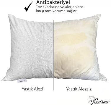 Vionel Home 2 Li Paket Pamuklu, Sıvı Geçirmez Yastık Koruyucu Alez, Havlu yüzey yastık alezi