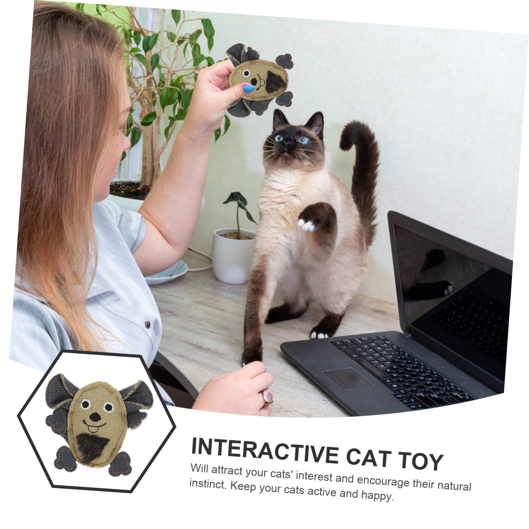 Mipcase 15piezas Juguetes De Molar para Gatos Lona Forma De Ratón Kit para Estimulación Interactiva y Diversión De Mascotas