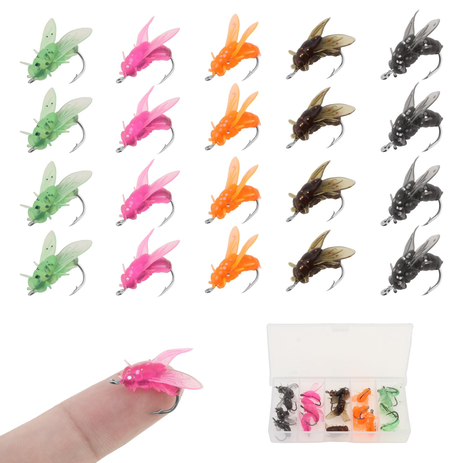 OriGlam 20pcs Fly Fishing Kit, Fly Fishing Assortment Kit Tackle Box for Bass Salmon Trout Freshwater Walleye Steelhead Bonefish