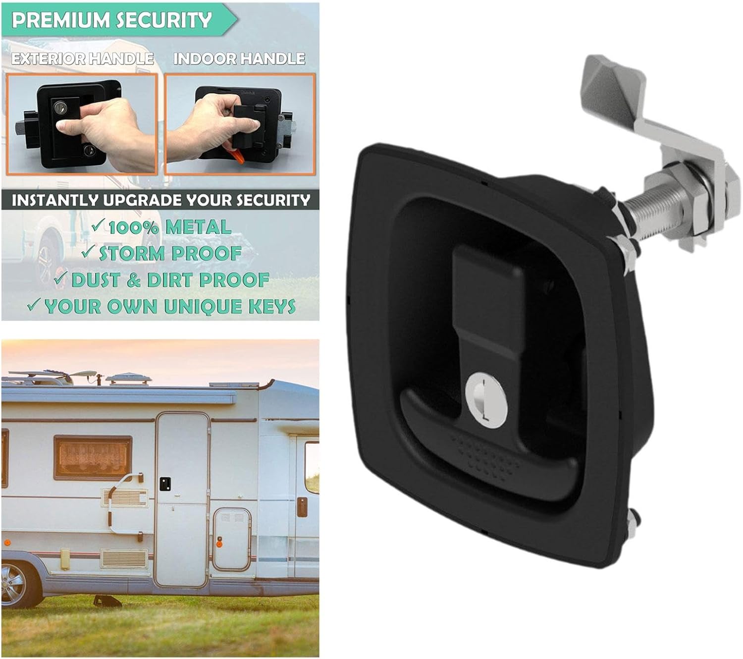 Secure Locking Trailer Latch T Handle Latch, Zinc Alloy Folding Compression Tool Case Lock for Truck, RV, Trailer, Tool Case