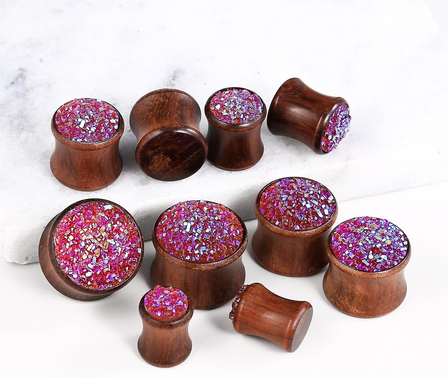 Gauge Expander, 2PCS Wooden Ear Tunnel Plug Double Flared Stone Ear Gauges Flesh Tunnels Stretcher Piercings Expanders 0g-3/4 Inch(8mm-20mm)