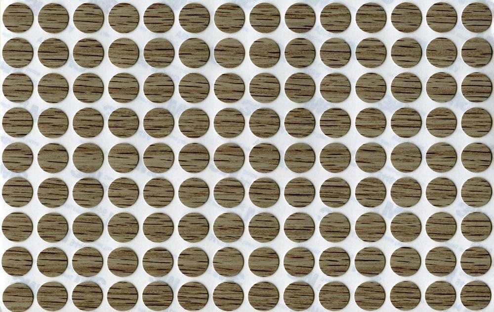 KwikCaps® pvc GREY BARDOLINO OAK Self Adhesive Screw Cover Caps Nail & Cam 13mm single sheet of 126