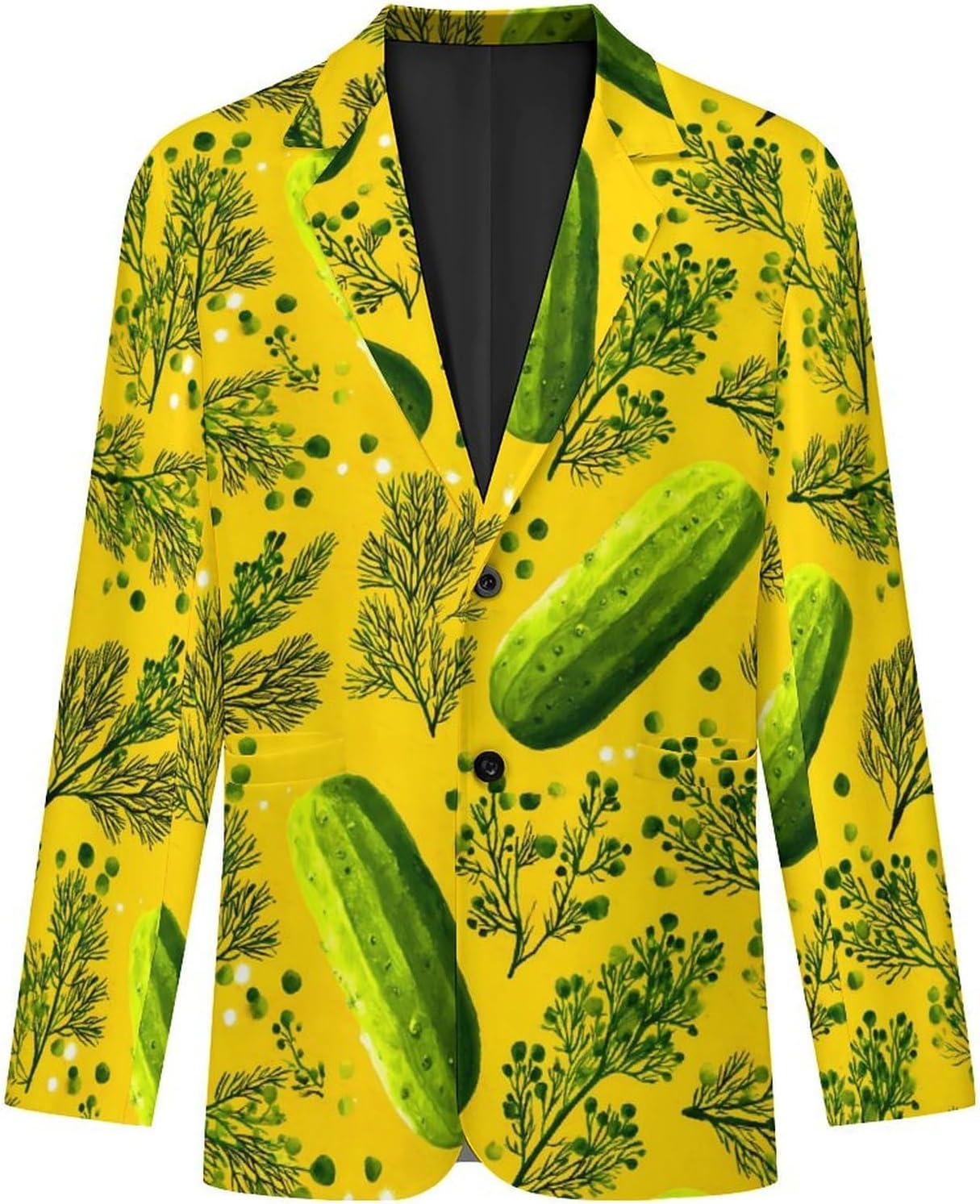 Fresh Dill Pickle Men's Classic Fit Suit Two Button Blazer Business Coat Tuxedo for Wedding Dinner