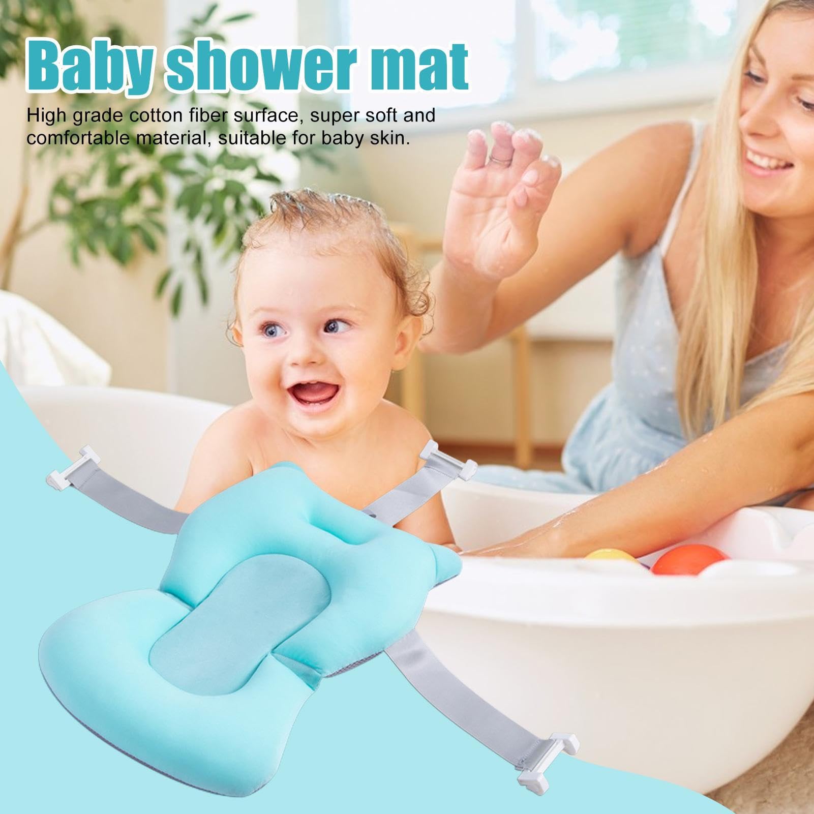 Cojín De Baño Para Recién Nacido, Alfombrilla De Baños Acolchada Antideslizante, Almohada Con Soporte Adaptable Con Hebillas Y 3 Cinturones De Seguridad, Articulo Para Baño Del Bebé En Hogar — view 3