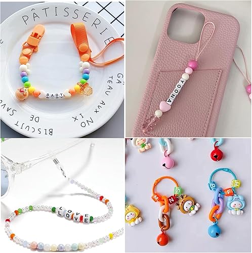 Miniatura 5 de 500 cuentas de letras en forma de cubo blanco con letra W colorida de 0.236 x 0.236 pulgadas, cuentas de letras vocales acrílicas cuadradas del