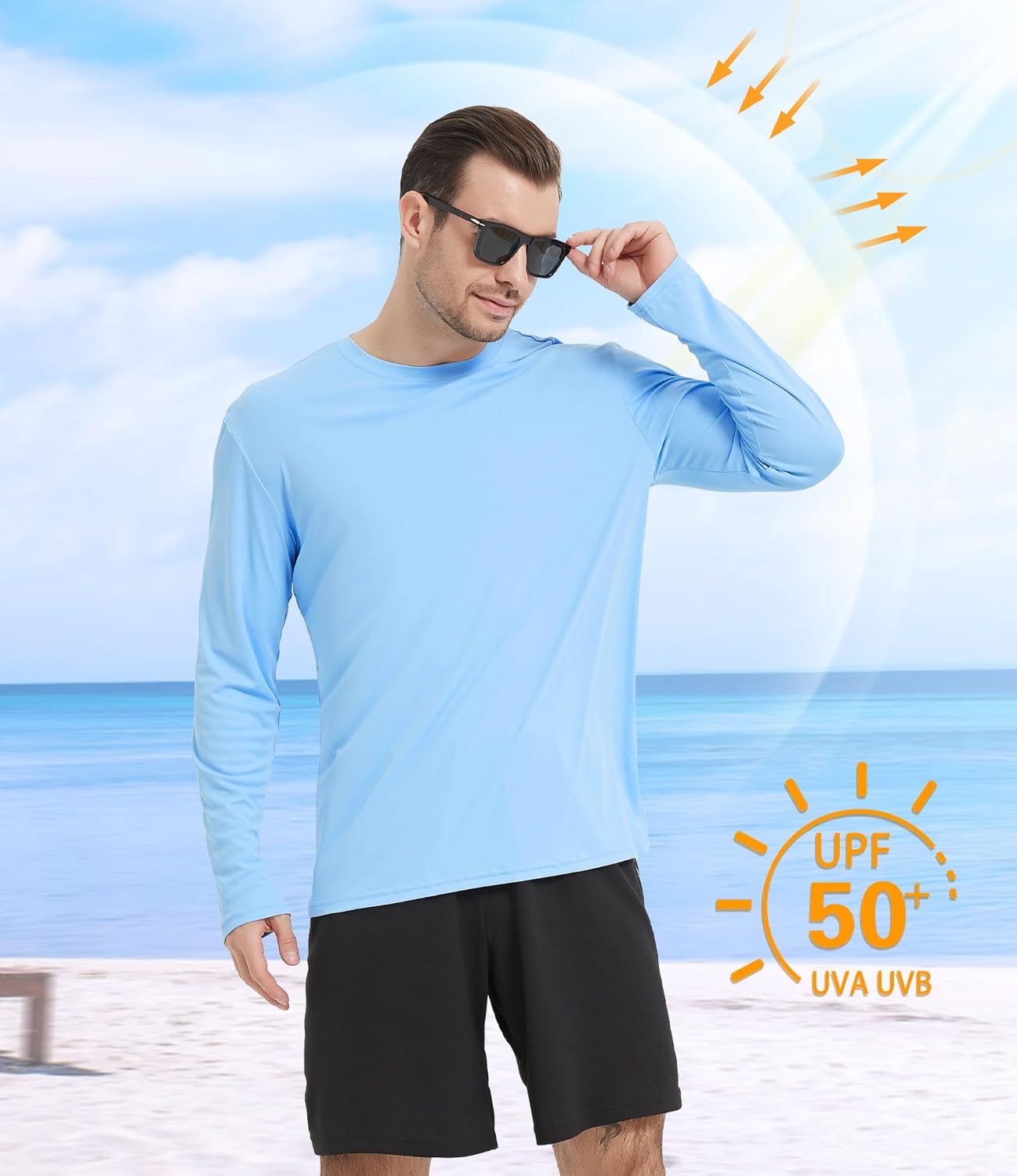 4 Pack Men's UPF 50+ Rash Guard Swim Fishing Sun Shirts, Long Sleeve SPF UV Sun Protection Shirts for Men - Image 2