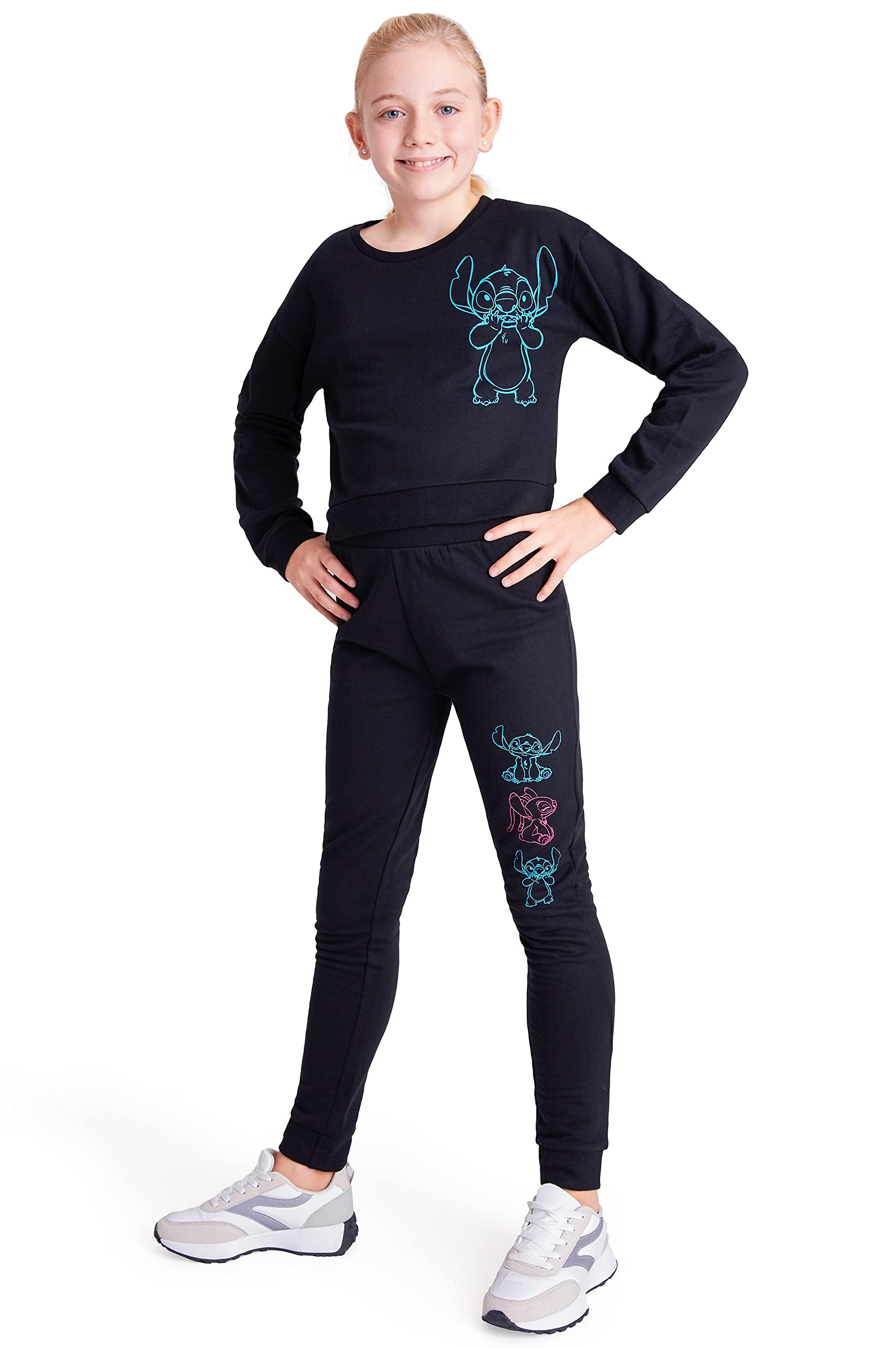 Disney Chándal Niña de Stitch - Conjunto Crop Top y Pantalón de Chándal Tallas 4-15 años de Lilo y Stitch