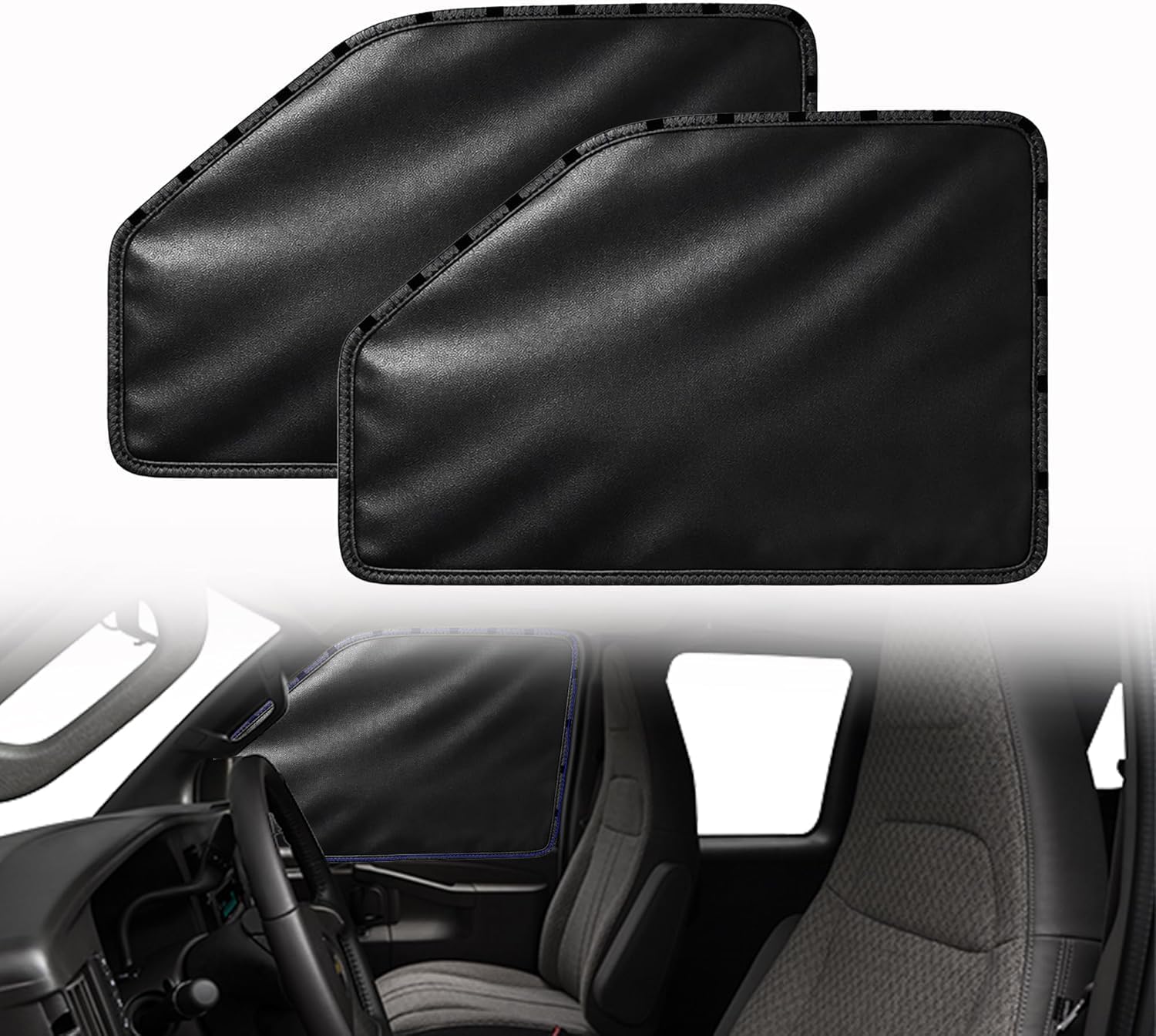 Custom Front Side Window Sun Shades Compatible with 1996-2025 Chevy Express Cargo Van Interior Accessories for Outdoor Blocking Sunlight, Cooling, Resting & Privacy Protection