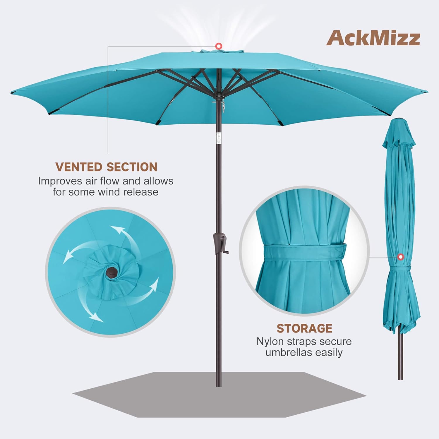 10ft Outdoor Patio Umbrella - Table Umbrella Waterprool UV Protection, Sombrillas de Patio with Push Button Tilt, Sun Umbrella for Pool, Porch, Garden, Deck, Backyard (Aqua Blue)