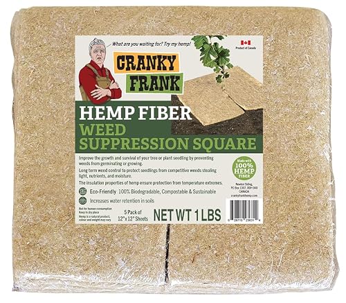 Cranky Frank Hemp Fiber Weed Suppression Mat, Pack of 5 - Biodegradable, insulative, Water retaining, Hemp mats for Long-Term Protection of Plant seedlings