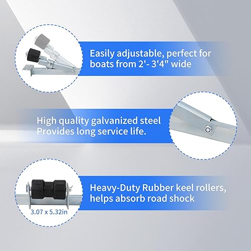 Miniatura 4 de Rodillos de remolque de barco, capacidad de 2204 libras, piezas de remolque de barco, soporte inferior, accesorios de remolque de barco, soporte