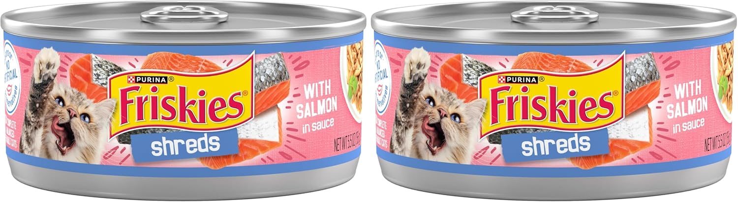 Friskies Purina Shreds with Salmon in Sauce Wet Cat Food - (Pack of 48) 5.5 oz. Cans