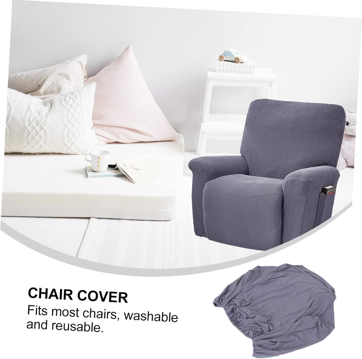 Polyester Recliner Chair Cover Comfortable Slipcover for Home Armchair Protector Elastic Band Easy Wash Fashion Style