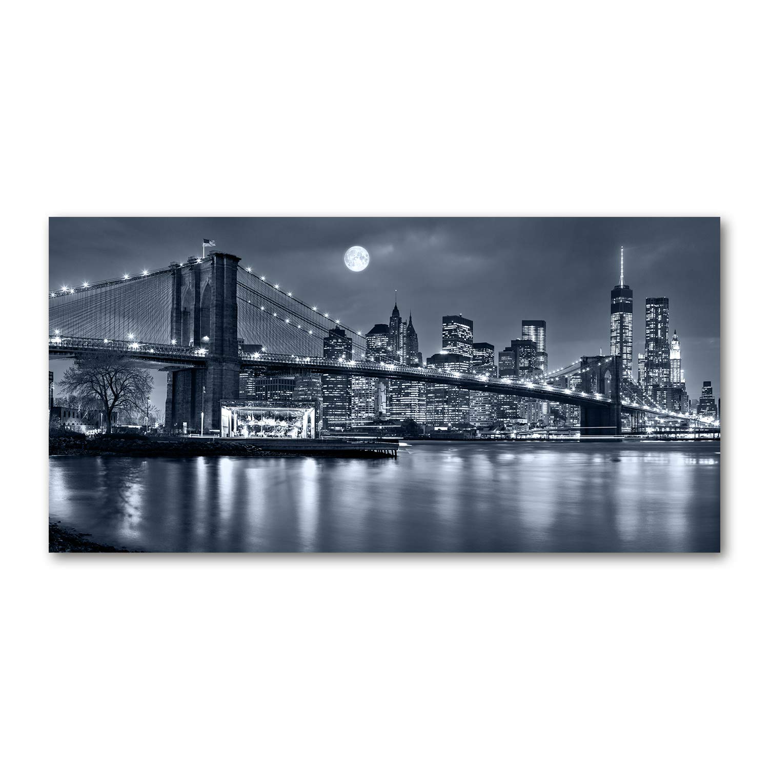 Tulup Spritzschutz Glas Küche 100x50 cm Küchenrückwand Glassplatte Küche Herd Küchenrückwand aus Echtglas Abdeckplatte - Sehenswürdigkeiten & Architektur - Schwarzweiß - Manhattan New York