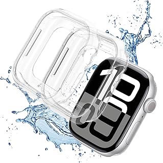 【2枚入り】コンパチブル アップルウォッチ カバー 46mm 42mm 45mm 41mm 44mm 40mm レディース メンズ、コンパチブル apple watch ケース series 11 10 9 8 7 6 5 4 SE用、TPU素材 保護カバー 耐衝撃 装着簡単 傷防止 フィルムなし、透明/透明 44mm
