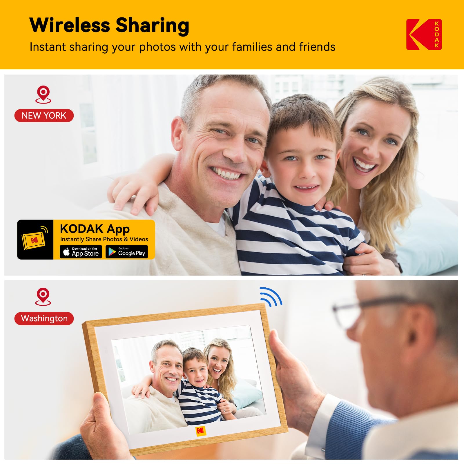 KODAK Digitaler Bilderrahmen mit 4000mAh Li-Akku,Touch Elektronischer 10.1 Zoll, 1280 x 800, ntelligenter mit 32GB Speicher