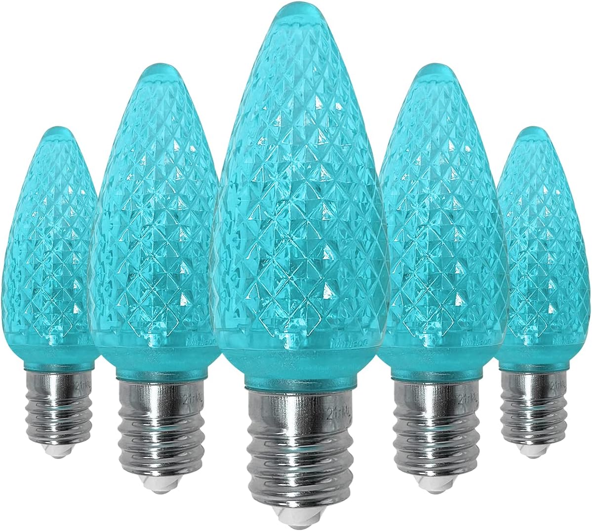 UL Listed Box of 25 C9 Led Replacement Bulbs,3 SMD LEDs in Each C9 E17 Dimmable Lights Bulb for Outdoor String Lights,Full Waterproof and Break Resistant (Teal)