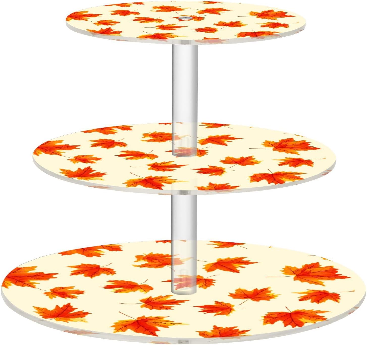 Autumn Fall Maple Leaves Thanksgiving 3 Tier Acrylic Cupcake Stand, Cupcake Stand for 34 Cupcakes for Weddings, Christmas,Holidays,Parties,Birthday,Printed Cupcake Tower 23301635