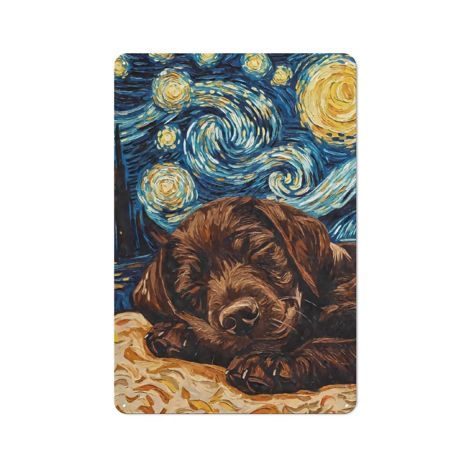 Junmoney Brown Labrador Puppy For Café Or Restaurant, Vintage Tin Wall Plaque 30X20cm, New Home Wall Decor For Café Owners And Decorators