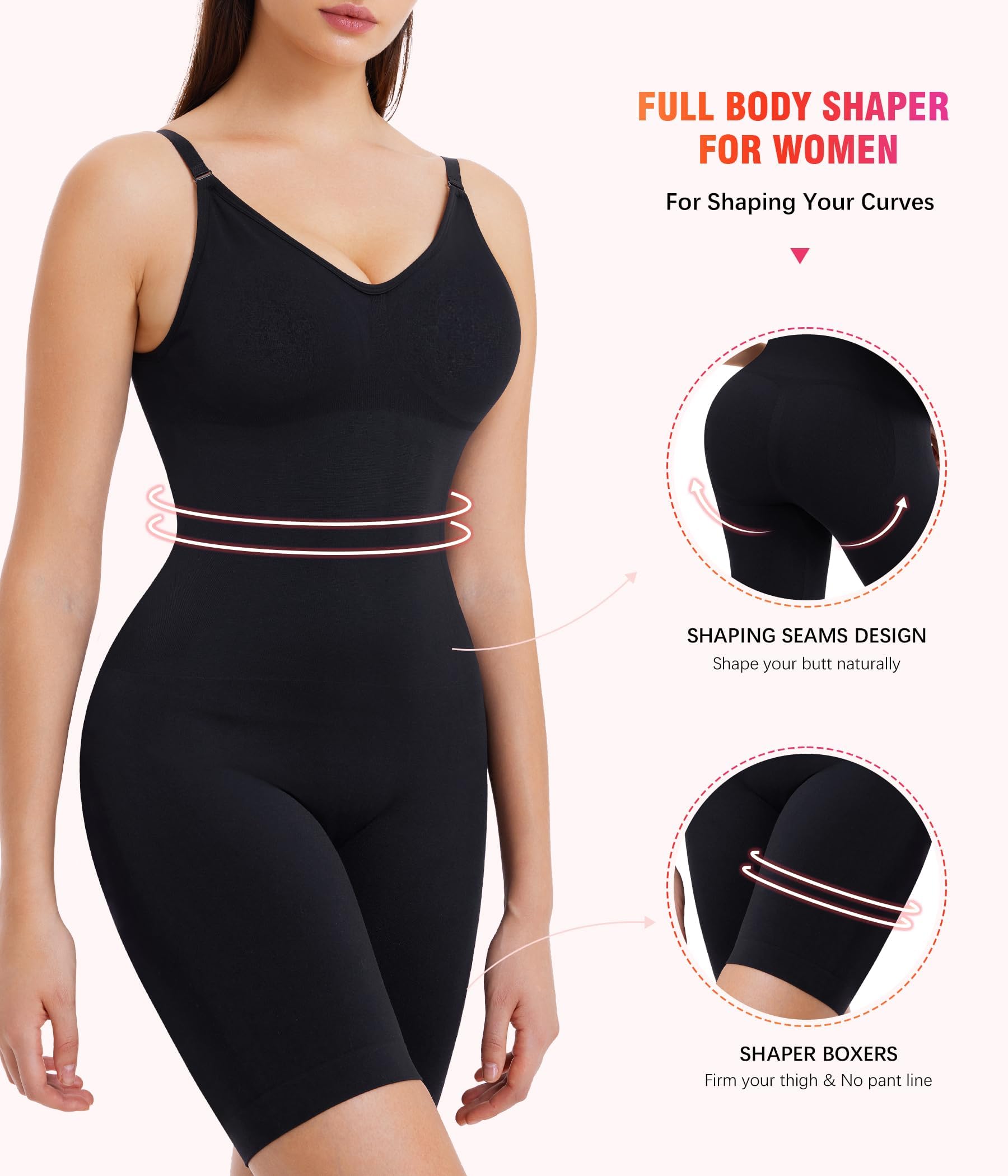 KUMAYES Gainant Minceur Ventre Plat Invisible Combinaison Body Sculptant Femme Gaine Culotte Amincissante pour les Cuisses Réglables Shapewear