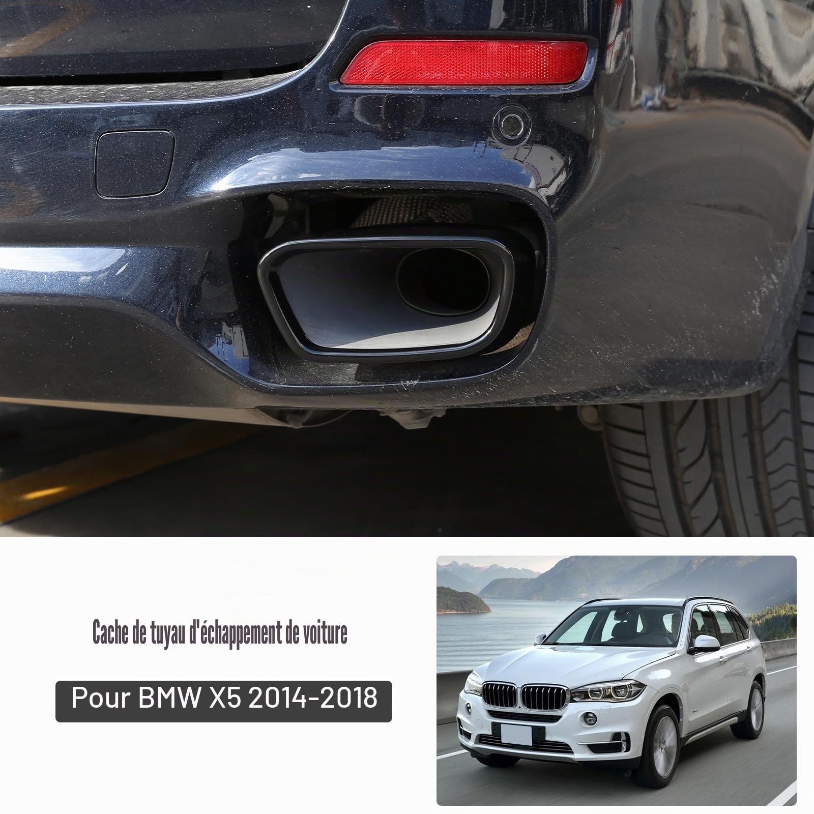 Pour X5 F15 2014-2018 X6 F16 2015-2019, tuyau d'échappement en acier inoxydable, couvercle de gorge de silencieux, embout noir (version M Sport noire)