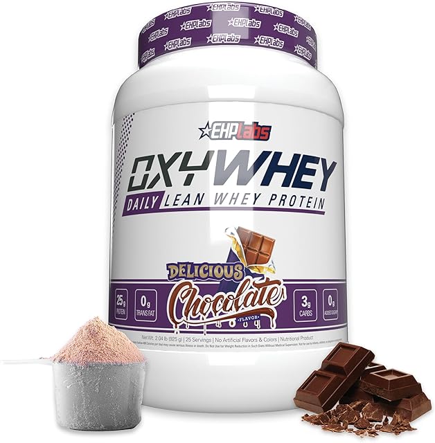 EHPlabs OxyWhey Lean Whey Protein Powder - 25g of 100% Pure, Lean, Non-GMO Whey Protein Blend, Post Workout Fitness & Nutritional Shakes, Smoothies, Baking & Cooking - 27 Serves (Delicious Chocolate)