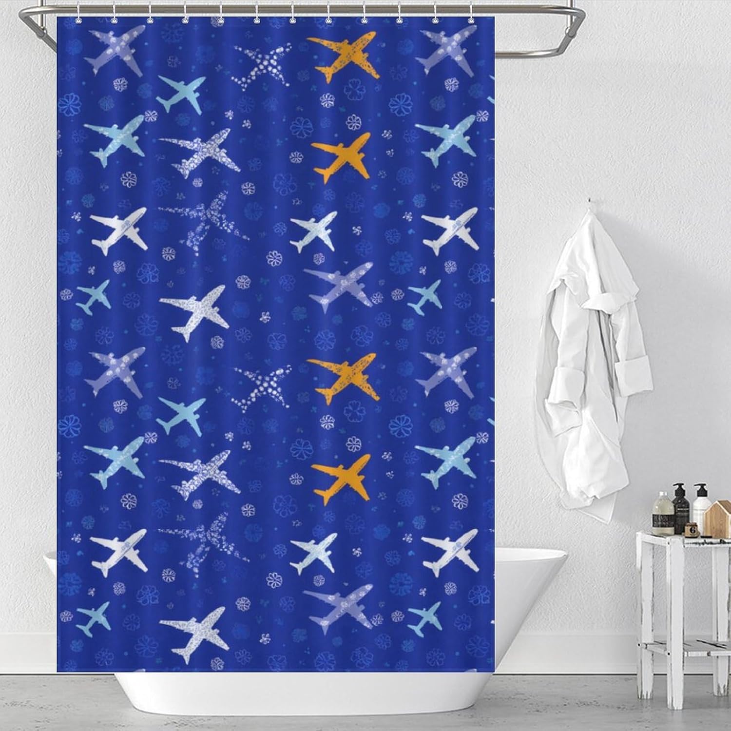 Plane Aircraft Airplane Jet Shower Curtain 46.85x70.87Inch（119x180cm） Polyester Bath Curtain Shower Curtains Printed Decorative