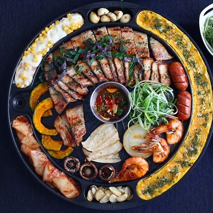 Buy Korean BBQ Stovetop Grill Pan, Non Stick BBQ Cast Aluminum Made in