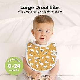 8-Pack Organic Baby Bibs for Boys, Girls - Soft Cotton Drooling and Teething Bibs for Baby Girl & Boy, Extra Absorbent, Easy to Clean & Put On for Toddler, Newborn, Infant 0-24 Months (Mesozoic)