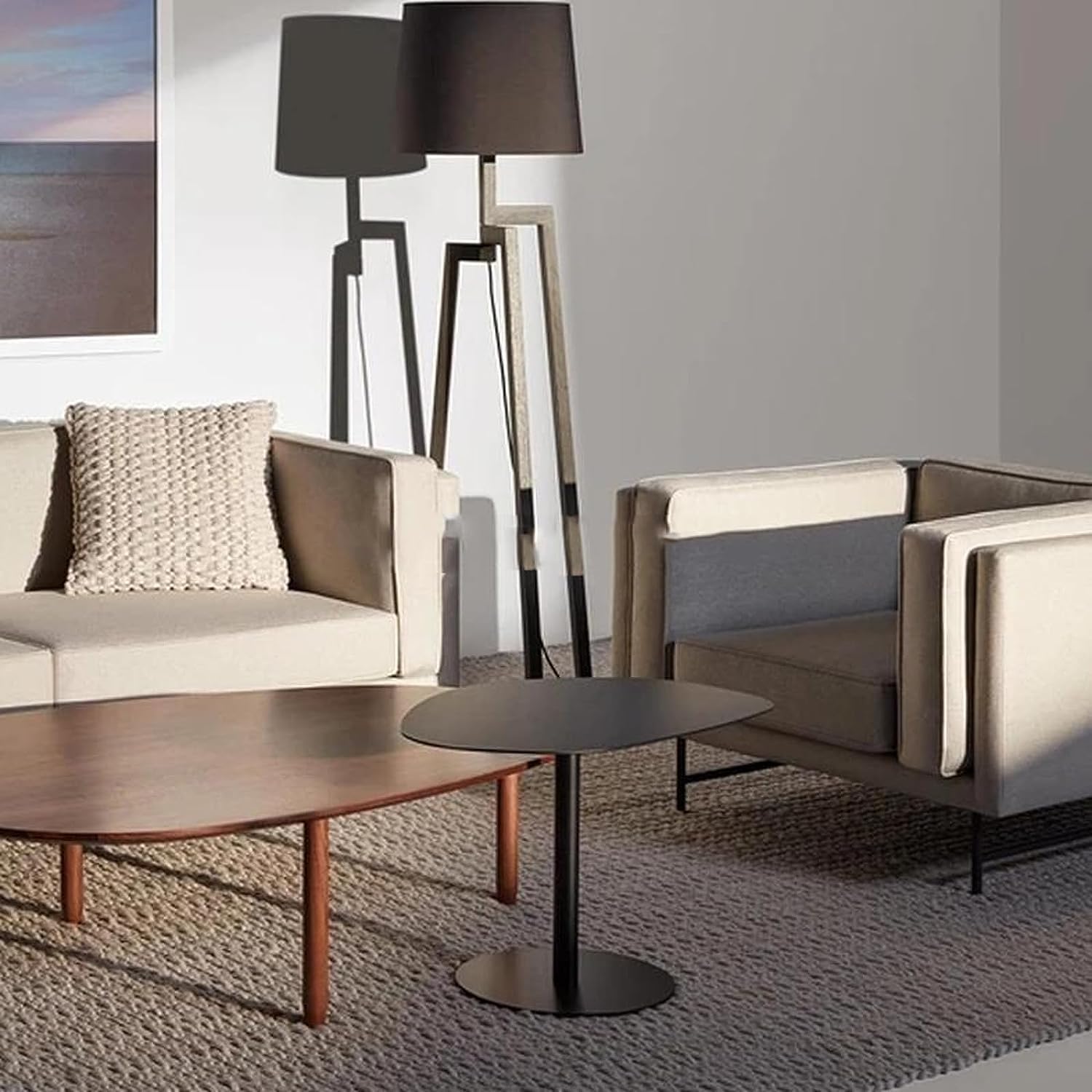 Metal End Table Creative C Shape Side Table Simple Bedside Table Sofa Bedroom Office Coffee Table Outdoor Indoor Center Table