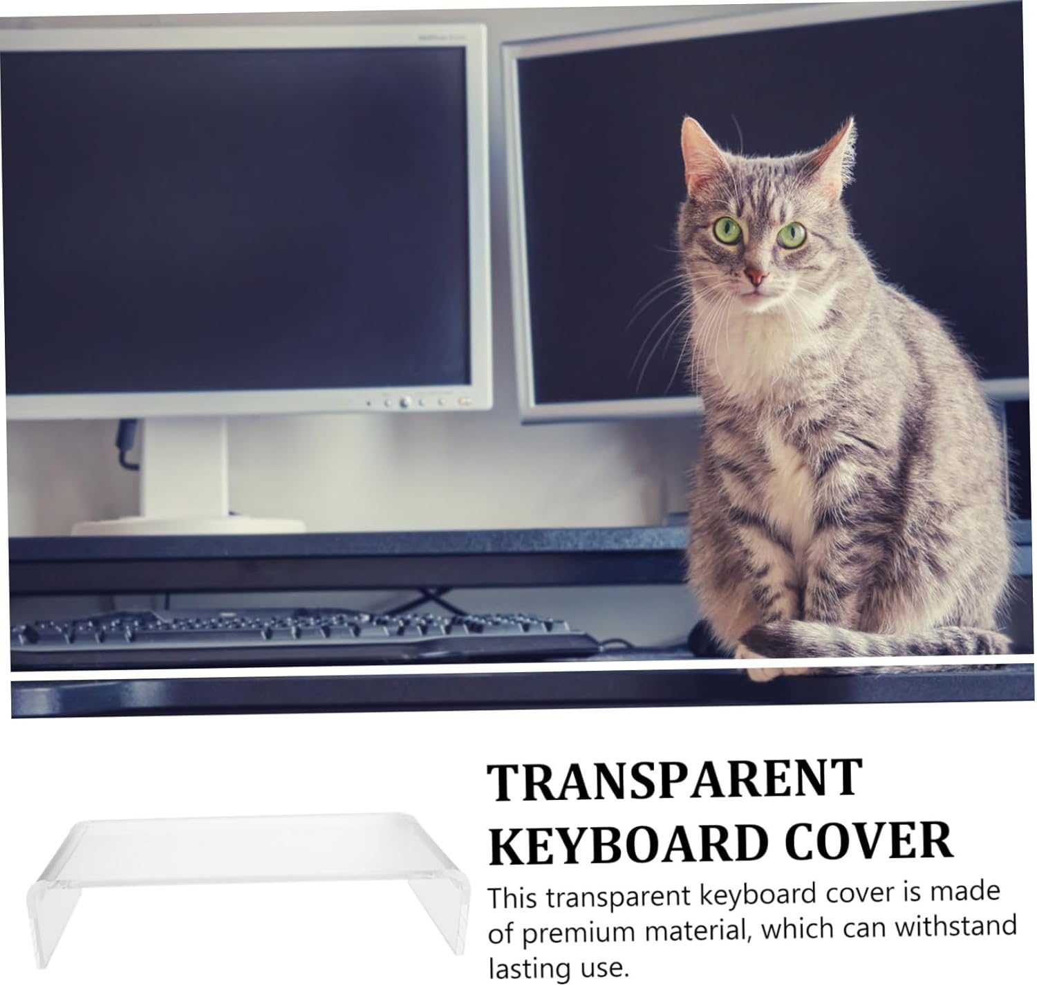Clear Acrylic Keyboard Cover Protector -cat Design Multi-Functional Monitor Stand and Lightweight Acrylic for Use