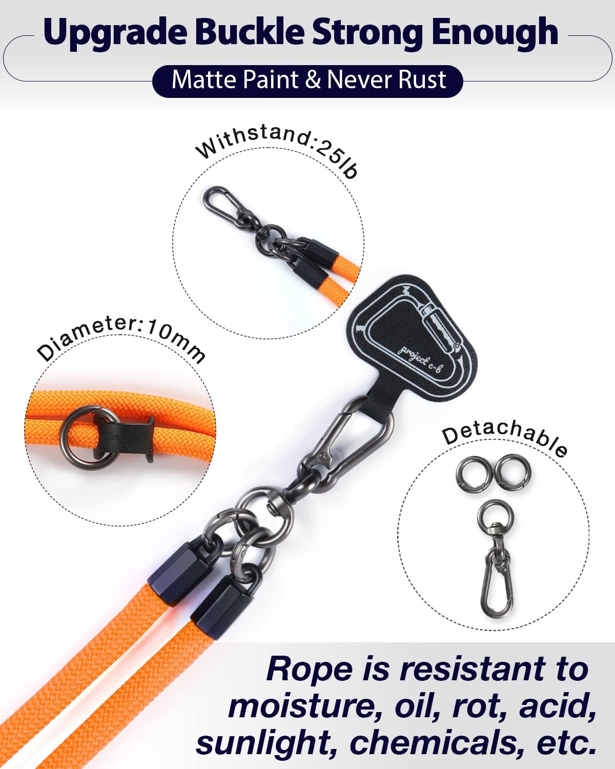 project-cb Cell Phone Lanyard ×1, Tether Tab ×2, Universal Adjustable Phone Strap, Crossbody, Neck Phone Lanyard, Rope Strap - Image 3