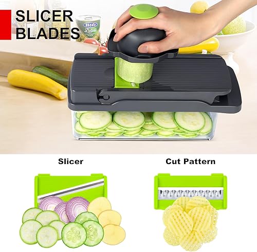 Vista 5 de Vegetable Chopper Veggie Chopper,Mandoline Slicer,Multifunctional 12 in 1 Food Choppers, Kitchen Vegetable Slicer Dicer Cutter,Onion Mincer,Cheese