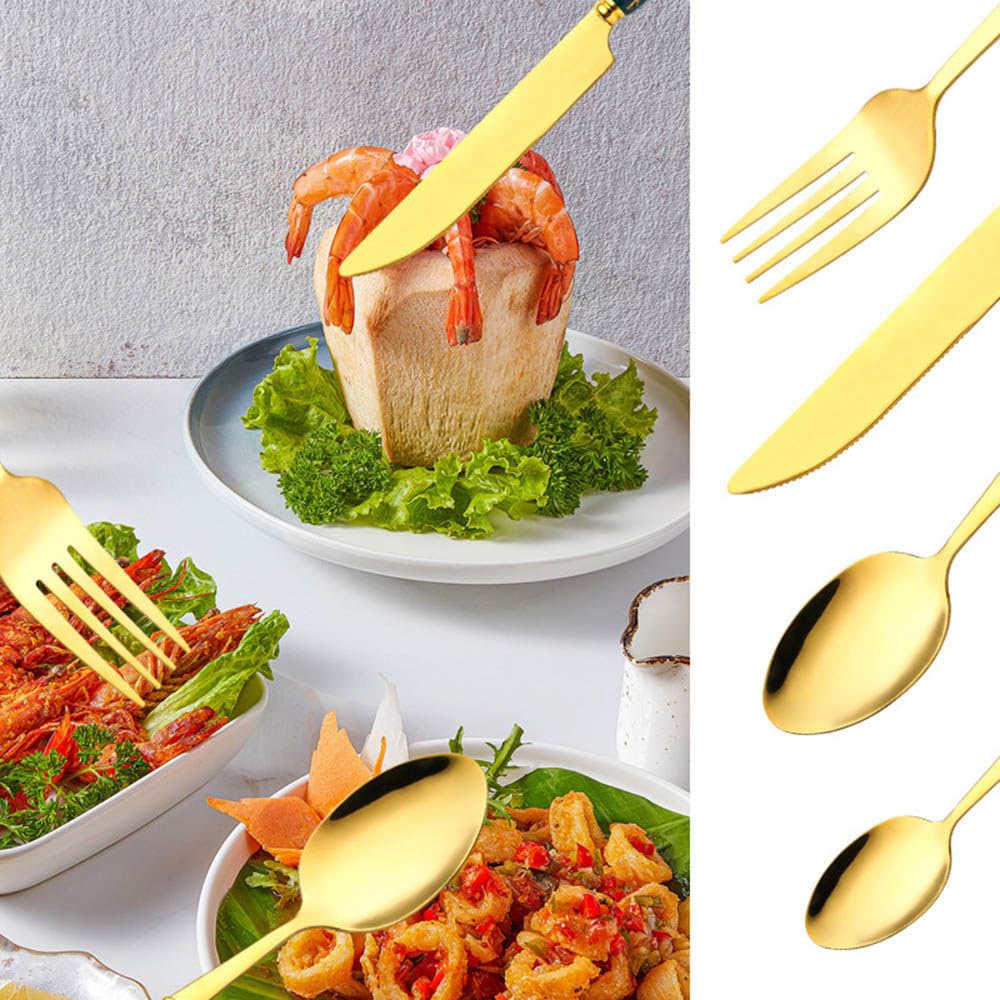 Set Di Posate In Acciaio Inossidabile Da 24 Pezzi, Set Di Utensili Da Tavola Lucidati A Specchio, Coltello con Manico In Ceramica, Forchetta E Cucchiaio, per Ristorante Domestico Black