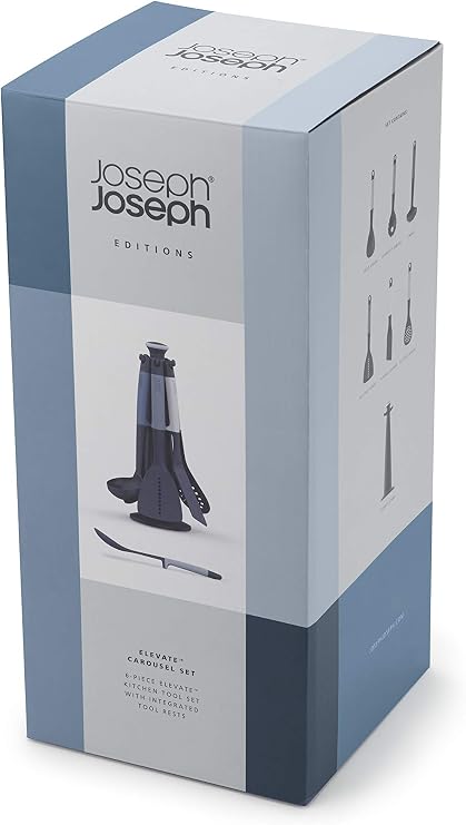 Joseph Joseph Elevate Carousel Nylon Kitchen Utensil Set with Rotating Storage Stand, 6-piece, Sky