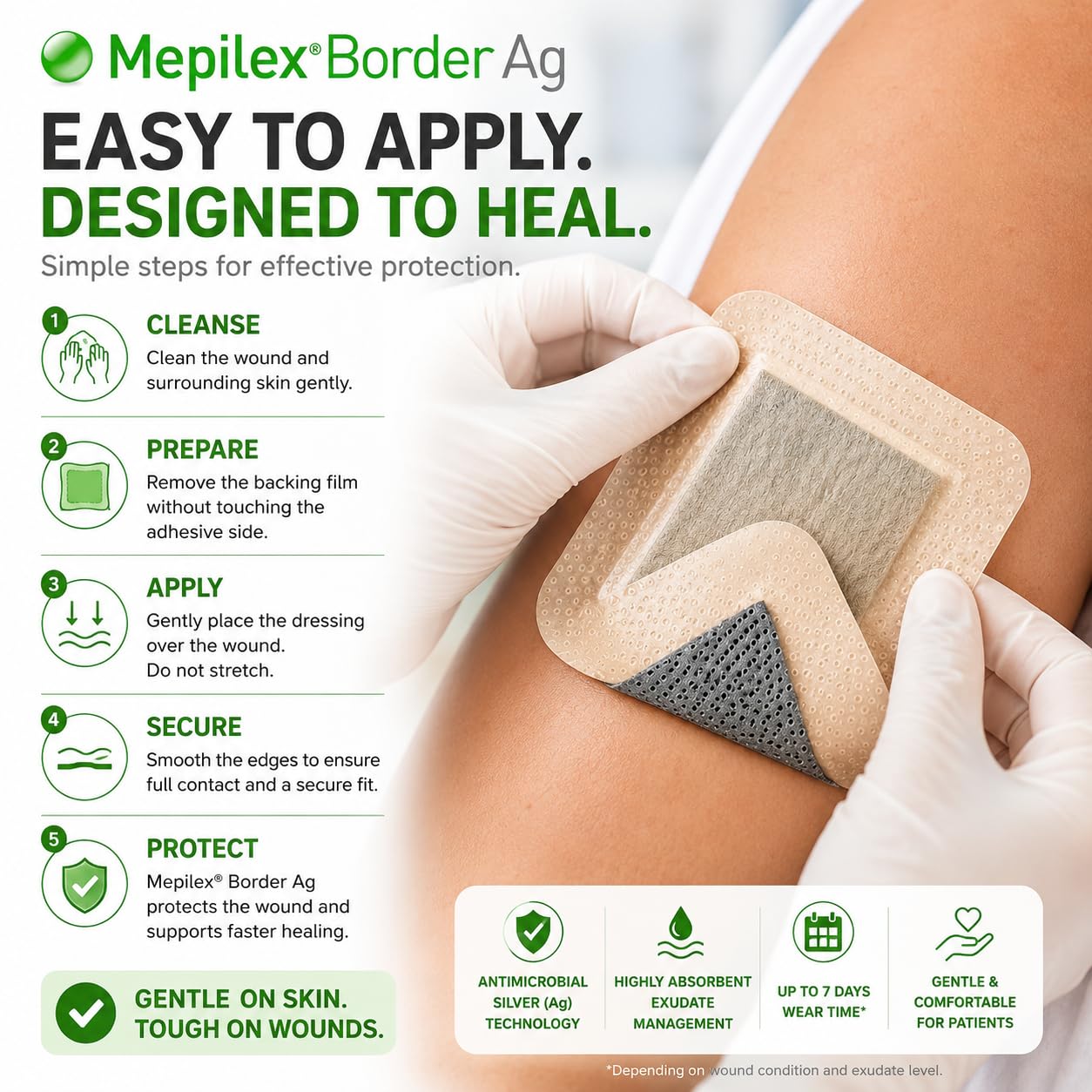Foams BORDER Ag 10 X 10 CM Dressing Is Self-Adherent Pressure Ulcers And Traumatic Wounds Dressing — Amazon image 4