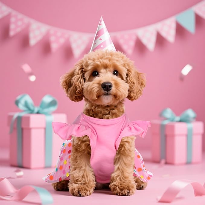 Vestido de Cumpleaños para Perra Pequeña con Lazo y Tul miniatura 2