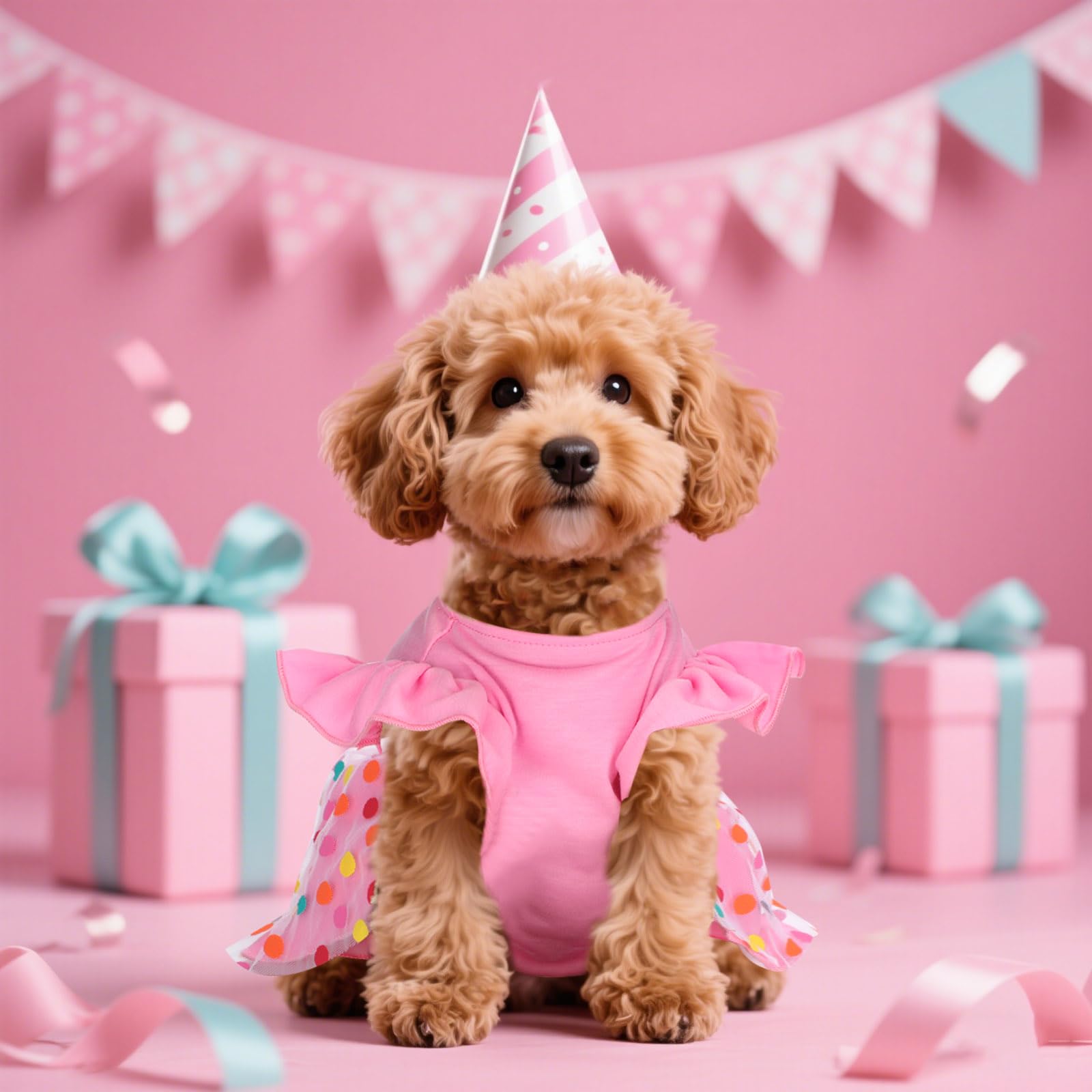 Valentines Dog Dress with Bowknot, Tutu Skirt Tulle Dress Pet Apparel Puppy Outfit Holiday Doggie Clothes for Small Dogs Girl (Pink, Small)