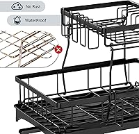 Vista 6 de Dish Drying Rack, 2-Tier Stainless Steel Dish Rack with Removable Utensil Holder, Rust-Proof Dish Drainer with Drying Board,Large Dish Racks for