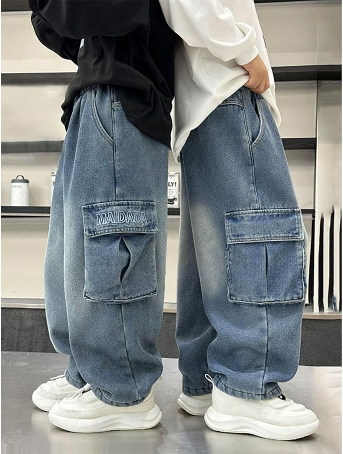 Toddler Jeans Boys Stretch Fit Elastic Waist Pull On Relaxed Boys Pant Active Athletic Preppy Outdoor Soft Teenage Streetwear