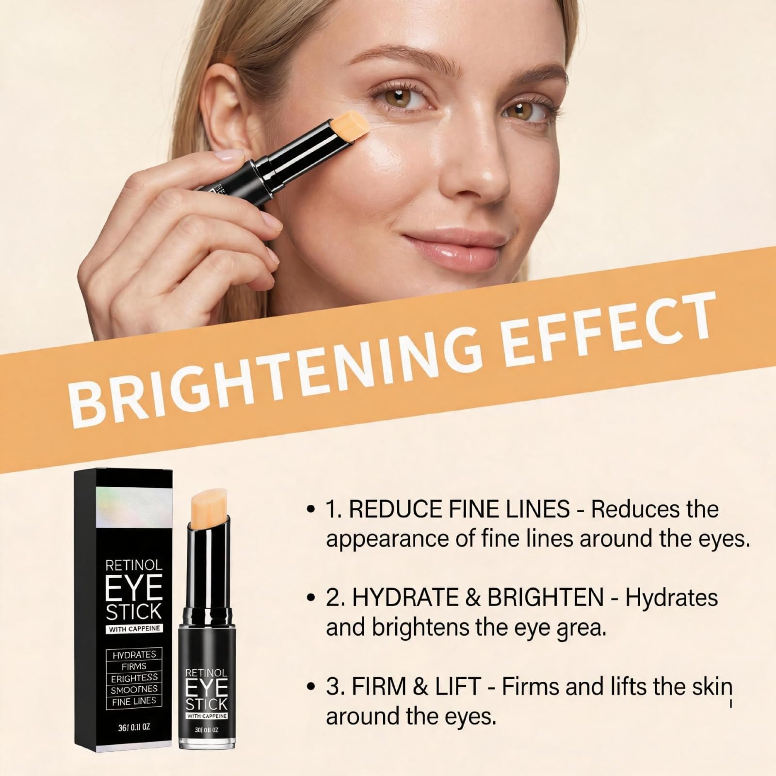 STICK POUR LES YEUX AU RÉTINOL : Améliore l'élasticité du contour des yeux。