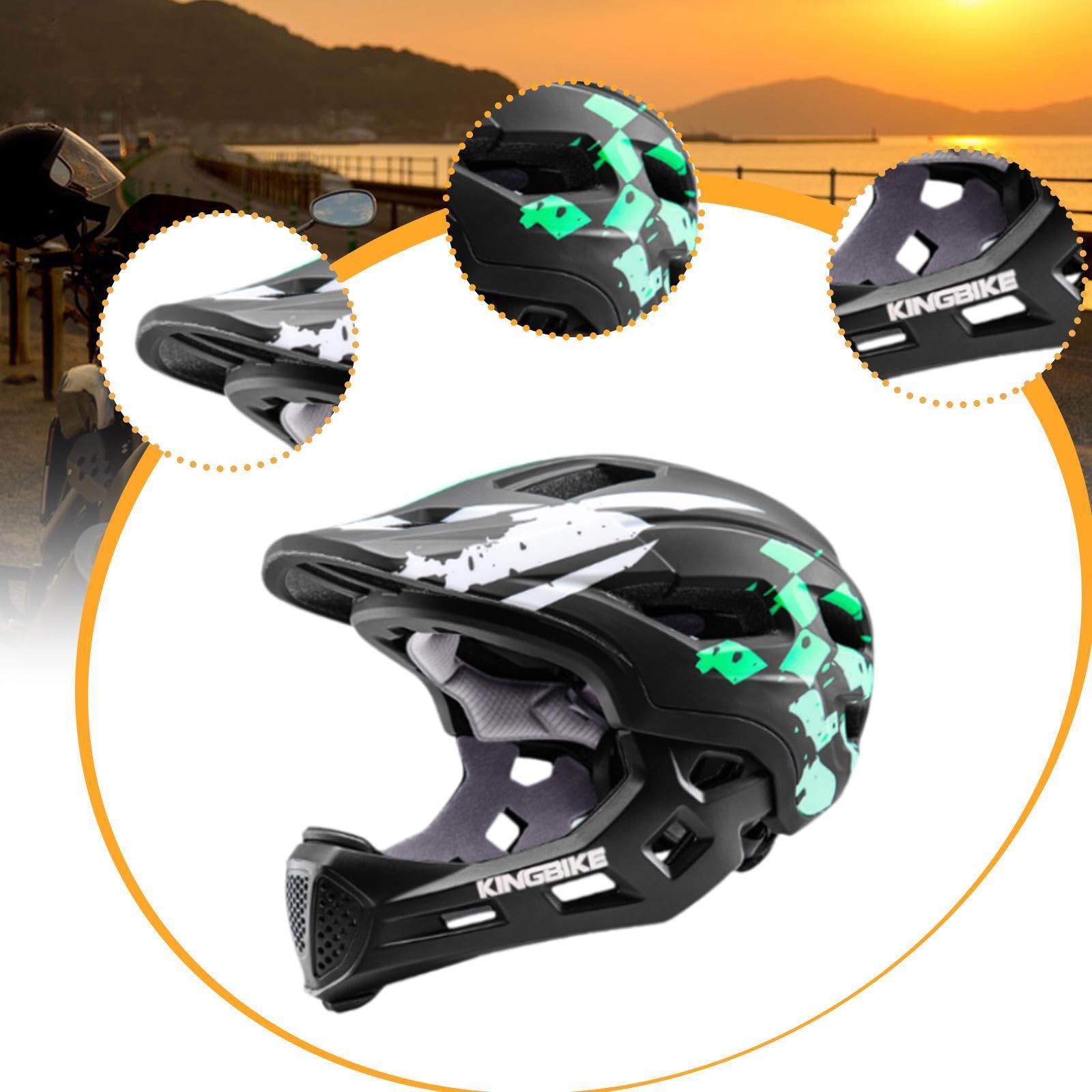 Harilla Casque de Vélo pour Enfants, Casque de Cyclisme pour Skateboard, Accessoires Cyclisme pour Enfants, Casque Intégral Réglable Antichoc pour Skateboard, Vélo, Roller, Vert