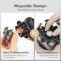 Vista 3 de 7 cuchillas flotantes de cabezal de afeitado de repuesto, cabezales de cuchilla de afeitadora lavables de repuesto para afeitadora de cabeza